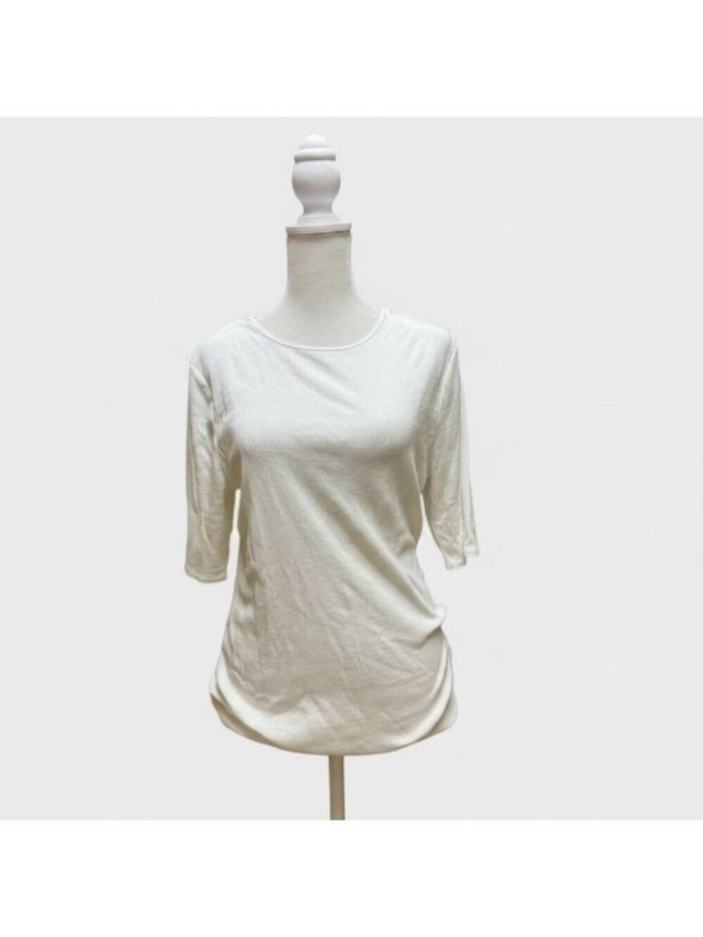 Banana Republic White Ribbed Stretch Top Women Large NWT